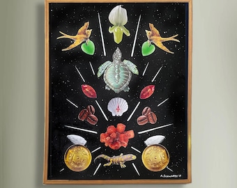 Sagittarius,  Zodiac painting, Collage, Astrology Art, Living Room Artwork