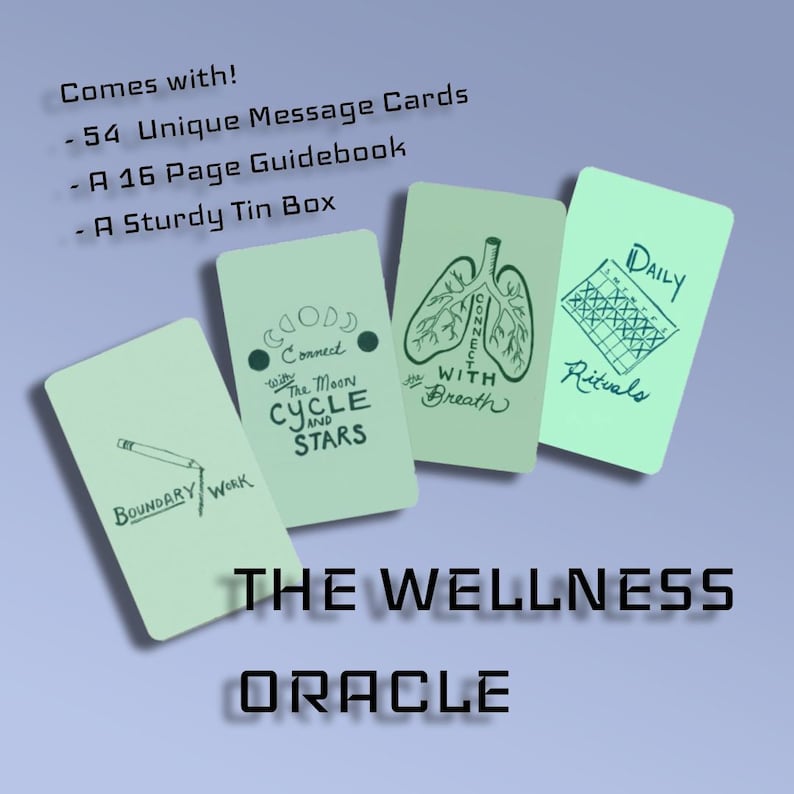 EL ORÁCULO DEL BIENESTAR - Baraja verde de 54 cartas, cartas oráculo independientes, baraja de amor propio, propósito de Año Nuevo para el autocuidado imagen 8