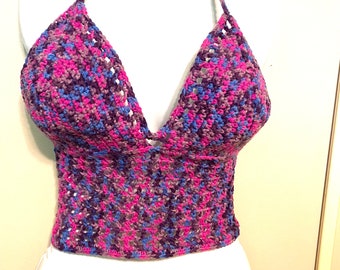 Bi Pride crochet corset back top. Ships free next day and comes with 2 free gifts