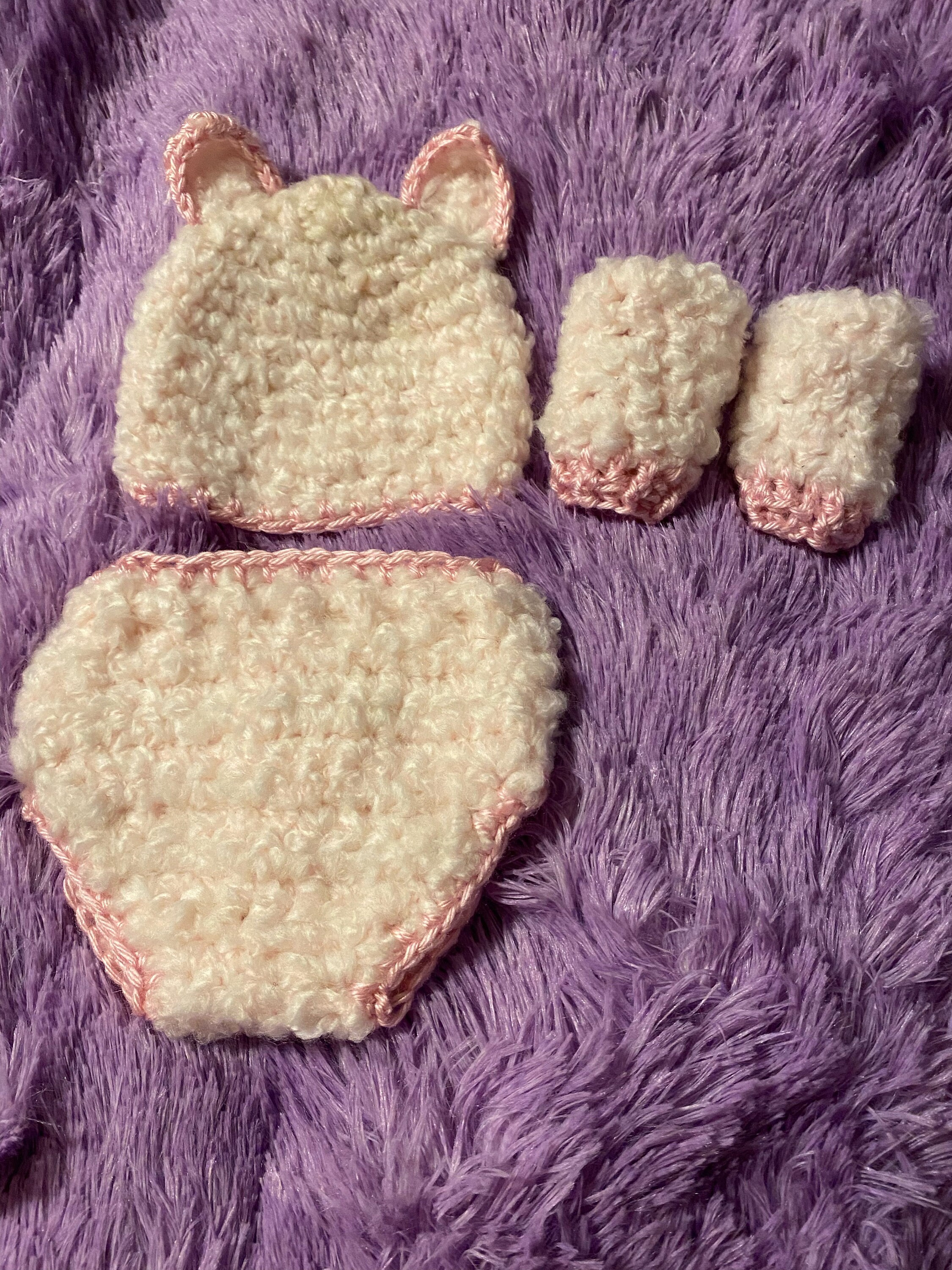 Newborn pink piggy photo shoot prop costume. Ships free next day