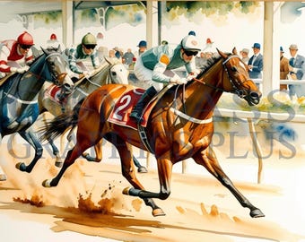 Digital Wall Art .pngs, 9 files total, Derby, Horseracing, Kentucky, Triple Crown, Preakness, Belmont, Breeders Cup, Watercolor, Painting
