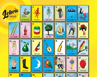 Loteria Cards en Ingles - Digitaler Download