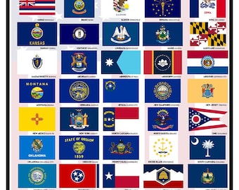 USA State Flags & Capitols Poster - Digital Download