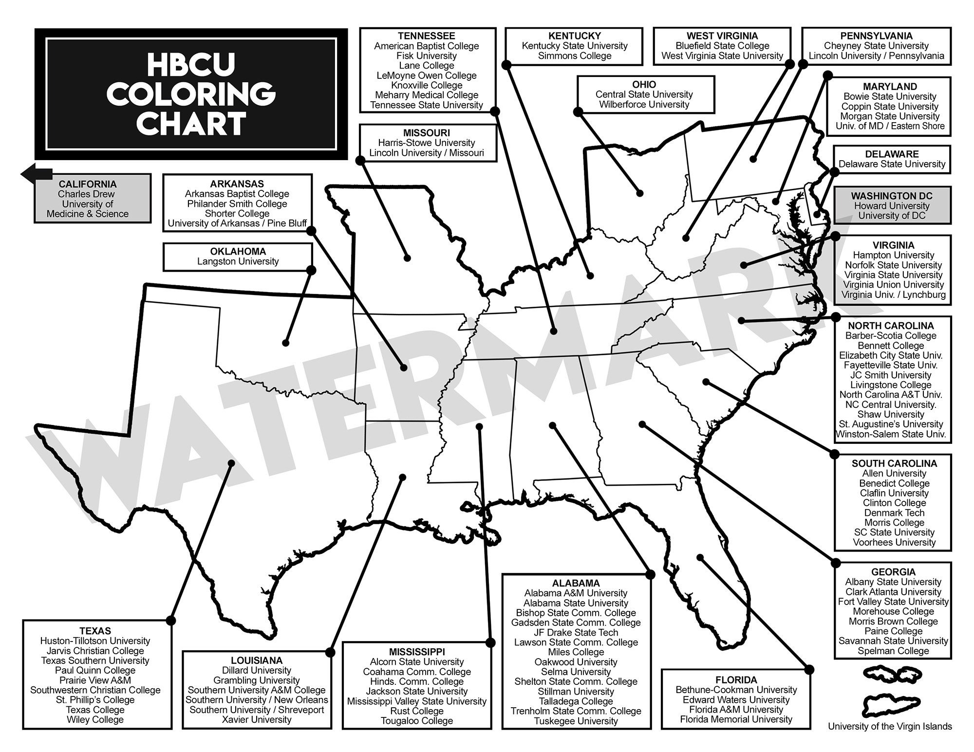 Hbcus Coloring Poster - Digital Download - Etsy