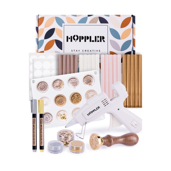 Hoppler Professional Wax Seal Kit With Sealing Wax Gun, Wax Seal Sticks, Wax Seal Stamp, 12 Cavity Silicone Wax Seal Mold, And Extras