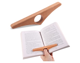 HOPPLER Dual Function Wooden Book Page Holder - Handmade from African Mahogany - Perfect gift for book lovers