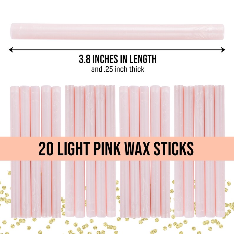 May include: Twenty light pink wax sticks, each 3.8 inches in length and 0.25 inches thick.  20 LIGHT PINK WAX STICKS