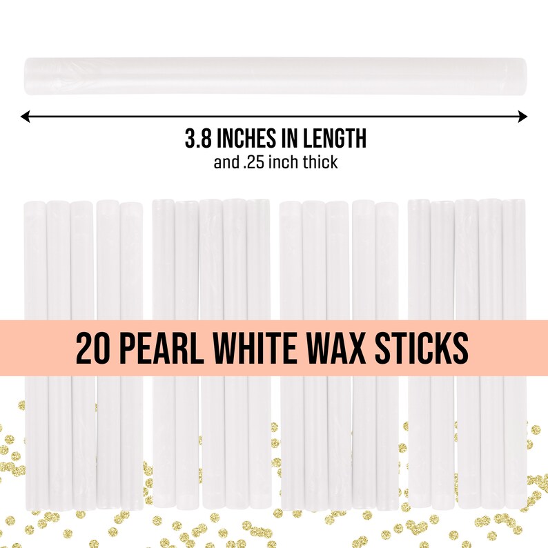May include: Twenty pearl white wax sticks, each 3.8 inches in length and 0.25 inch thick.  20 PEARL WHITE WAX STICKS