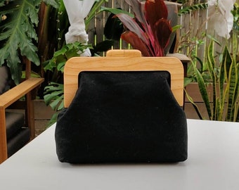 Black Square Wooden Clutch/ Hand Bag/Shoulder Bag/ Crossbody Bag