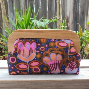 Midnight Gardens Curved Wooden Clutch/ Hand Bag/ Shoulder Bag/Crossbody Bag