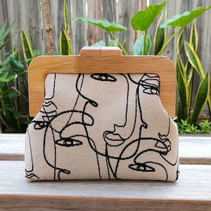 Pochette/sac à main/sac à bandoulière/sac à bandoulière en bois carré I See Faces