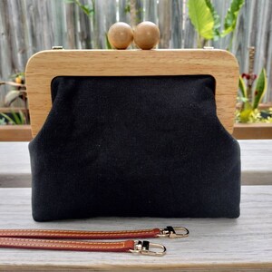 Black Wooden Kisslock Clutch/ Shoulder Bag/Crossbody Bag/Hand Bag Bild 9