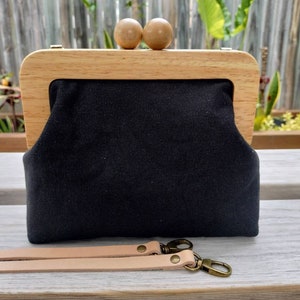 Black Wooden Kisslock Clutch/ Shoulder Bag/Crossbody Bag/Hand Bag Bild 10