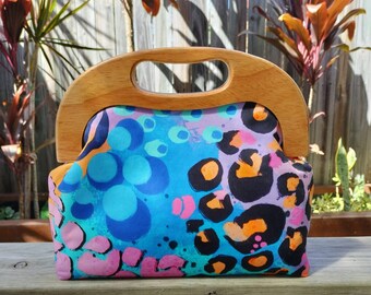 Xanadu Large Wooden Hand Bag/Shoulder Bag/Crossbody Bag/ Kasey Rainbow fabric