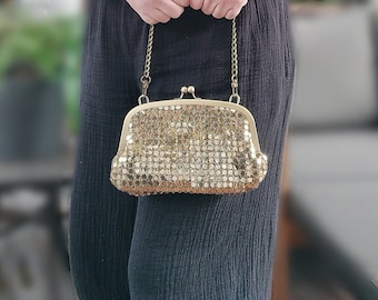 Gold Sparkle Small Metal Kisslock/crossbody bag/ handbag/shoulder bag