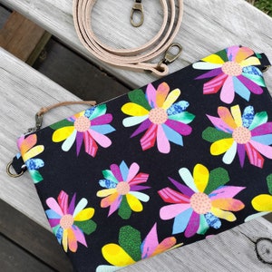 Dandelions/ Colourful Daisies or Vivid Floral Medium Crossbody Bag/Handbag image 6