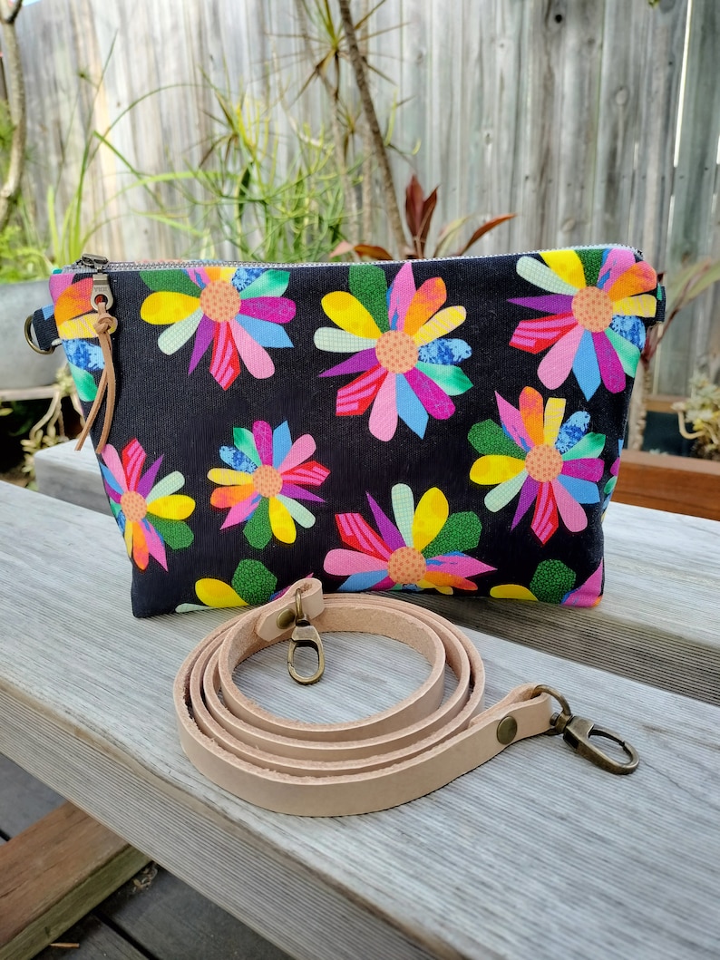 Dandelions/ Colourful Daisies or Vivid Floral Medium Crossbody Bag/Handbag image 2