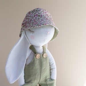 JOY bunny doll with dungarees and hat, PDF sewing pattern image 3
