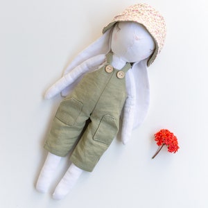 JOY bunny doll with dungarees and hat, PDF sewing pattern image 7