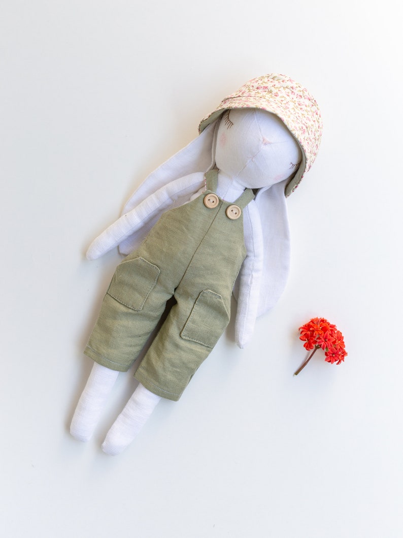 JOY bunny doll with dungarees and hat, PDF sewing pattern image 7