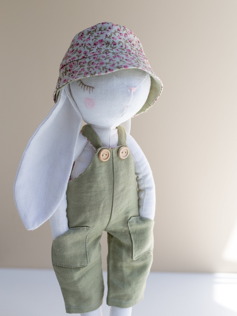 JOY bunny doll with dungarees and hat, PDF sewing pattern image 3