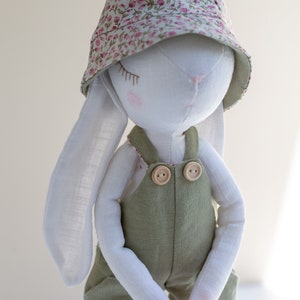 JOY bunny doll with dungarees and hat, PDF sewing pattern image 2