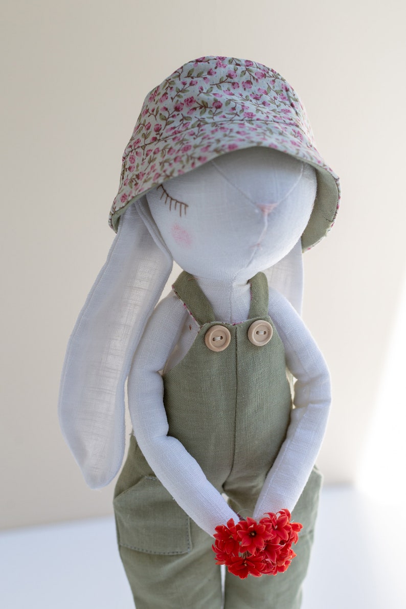 JOY bunny doll with dungarees and hat, PDF sewing pattern image 2