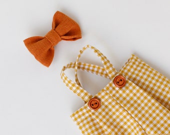 Doll clothes PDF sewing pattern for pants and bow tie,  DIY project with step-by-step instructions