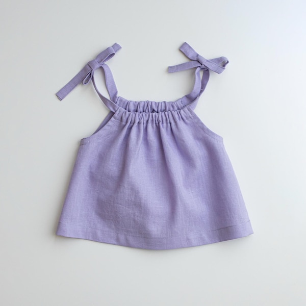 Daisy Top – PDF Sewing Pattern | Bow Tie Shoulder Top for Kids (0-3M to 6Y)