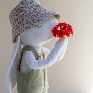 JOY bunny doll with dungarees and hat, PDF sewing pattern image 4