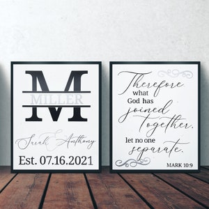 Custom Wedding Bible Verse Prints, Personalized Established, Mark 10:9, Biblical Art, Scripture Wall Decor, Christian Gift, Religious 8x10