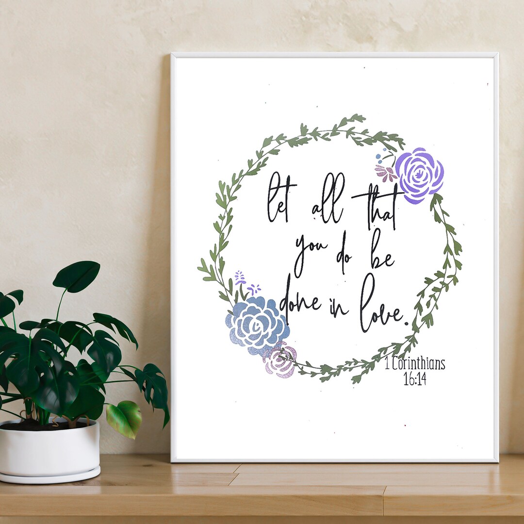 Stampa Su Tela Con Versetto Biblico 'Let All You Do Be Done In Love' (1 Corinzi 16:14), Quadro 12x15 Incorniciato, Arredamento Rustico - 5