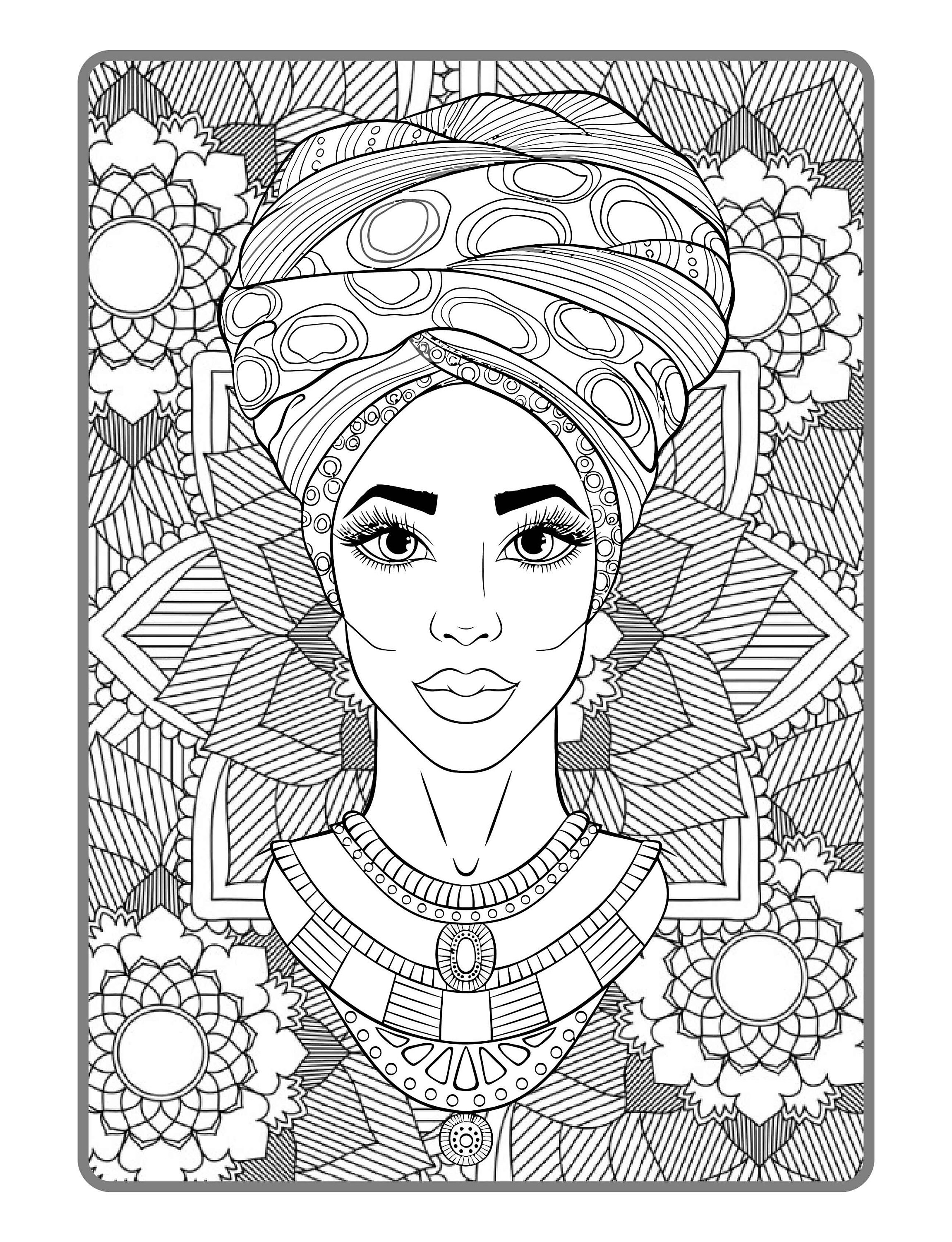 Black Women Coloring Book: 25 Coloring Pages for Adults Beautiful