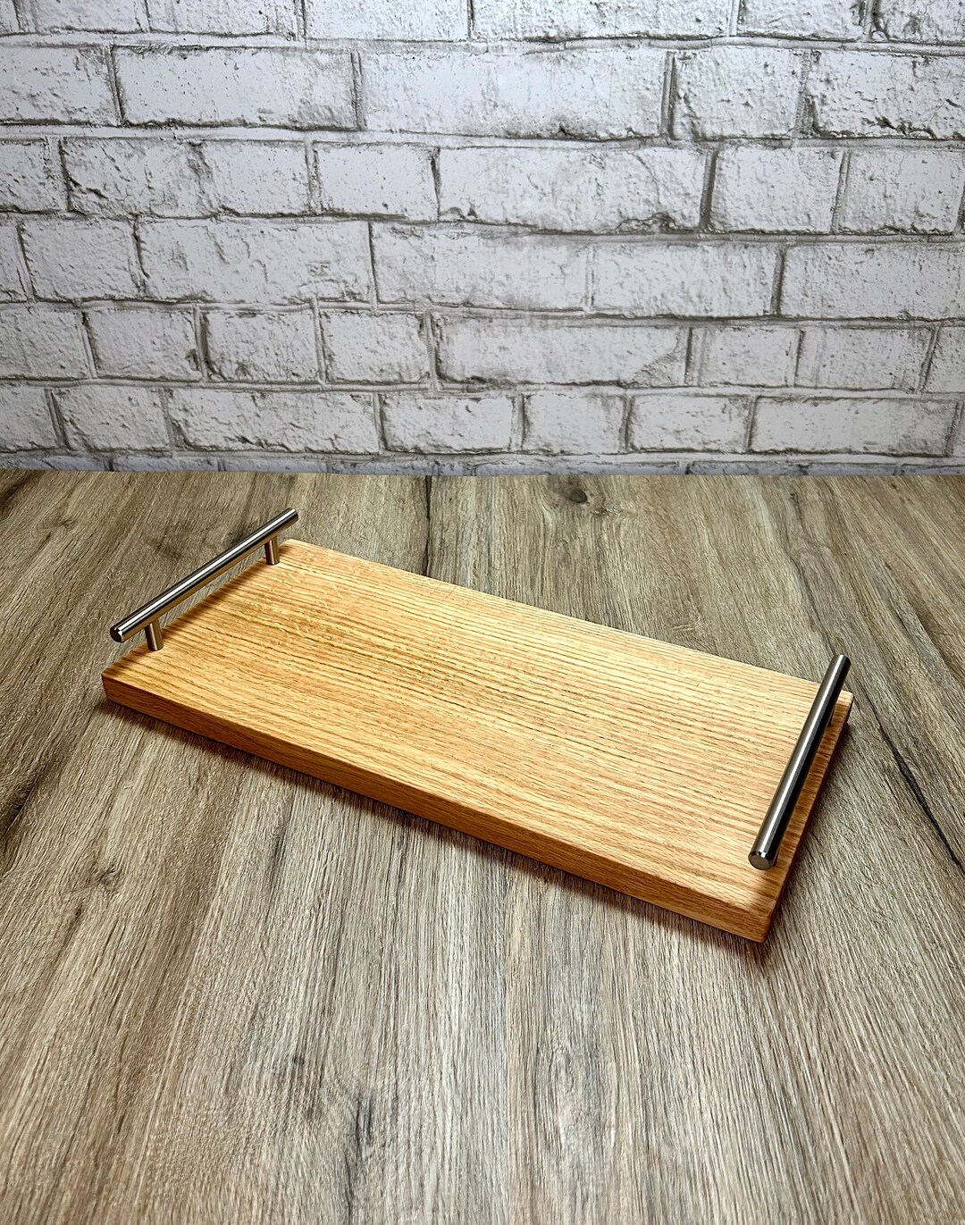 Quarter Sawn White Oak Serving Tray With Handles Charcuterie Board