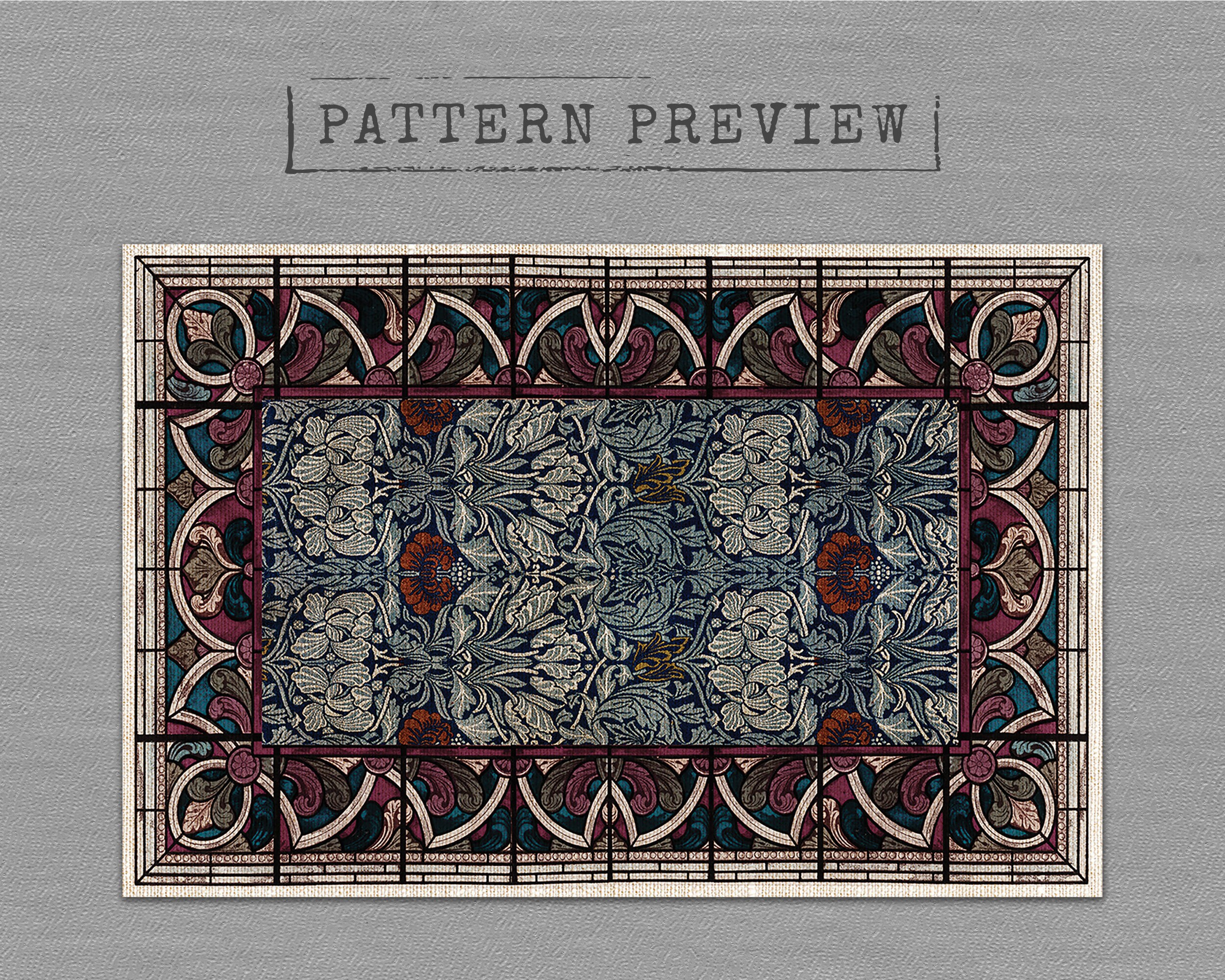 Floral en un marco ornamental alfombra de vinilo alfombra de | Etsy