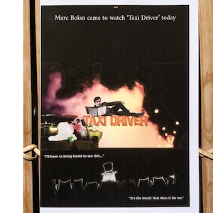 Greeting Card Story - Marc Bolan watching Taxi Driver at the cinema, and already planning on taking David Bowie to see it.