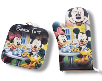 Mickey & Minnie Custom Oven Mitt and Pot Holder Set