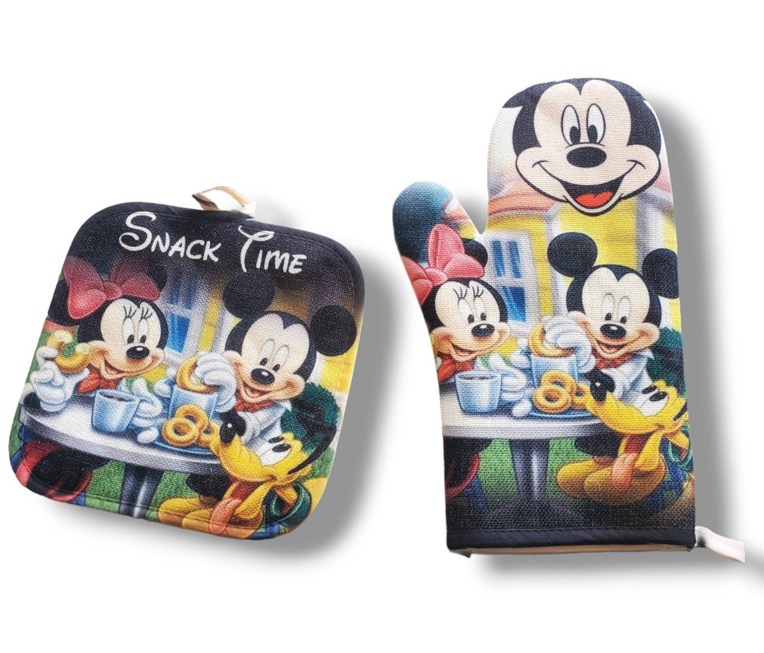 Mickey & Minnie Mouse 3pc Kitchen Set Oven Mitt Pot Holder Dish Towel  Sunset 