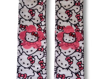 Kitty Themed Youth Custom Crew Socks Size 10-4