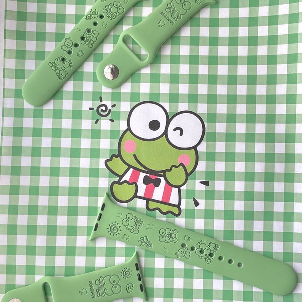 Keroppi & Friends inspired Watch band. | KeroKeroKeroppi | Engraved Watch band for Apple Watch . |