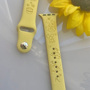 Winnie the Pooh bear inspired engraved watch band.