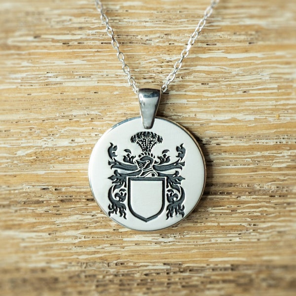 Necklace with Picture, Personalized Coat of Arms Necklace,Family Crest Silver Necklace for Dad,Gift for Him,Mens Chains Gold,Pendant for Men