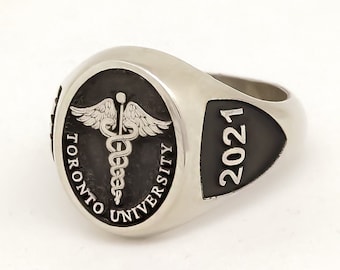 College Class Ring and Graduation Ring-School Ring and Senior Class Ring-High School Class Ring and College Ring-Graduation Gift Signet Ring
