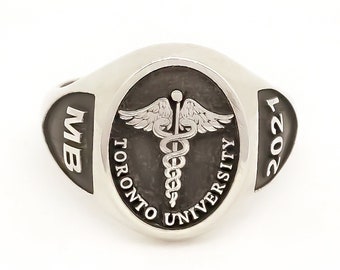 Graduation Gift College Class Graduation Ring and School Rings for Seniors - High School and University Class Ring Engraved College Seal