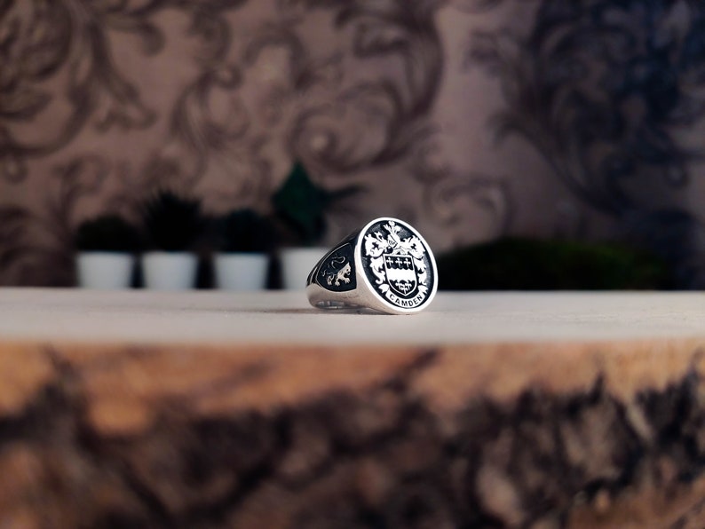 Familienwappen Wappen Benutzerdefinierter Ring für personalisierte Ringe, benutzerdefinierter Ring mit personalisiertem Gold und Silber Bild 5