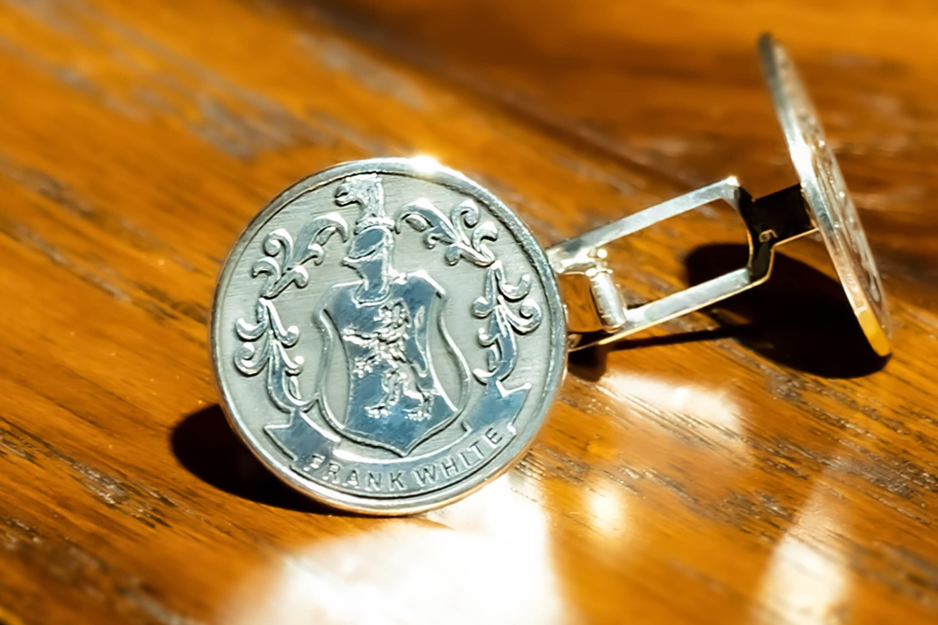 Personalized Family Coat of Arms Cufflinks for Groomsmen Gift Wedding Cufflinks, Custom Engraved Halloween and Christmas Gift for Him