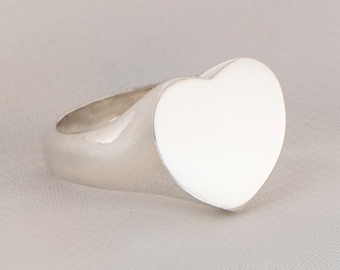 Anillo de corazón de plata esterlina personalizado y grabado con iniciales, 925 regalos de joyería personalizada de plata esterlina para ella y él