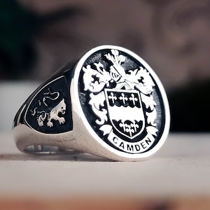 Family Crest Ring, Coat of Arms Ring for Personalized Jewelry, Personalized Gold Signet Ring Custom Engraved image 4