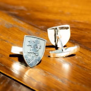 Personalized Family Coat of Arms Cufflinks for Groomsmen Gift Wedding Cufflinks, Custom Engraved Halloween and Christmas Gift for Him image 3