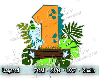 Dinosaur Cake Topper SVG | T- Rex Cake Topper SVG | Dinosaur Party Cake Topper Svg | Dino Party Cake | Scanncut File | Dinosaur SVG